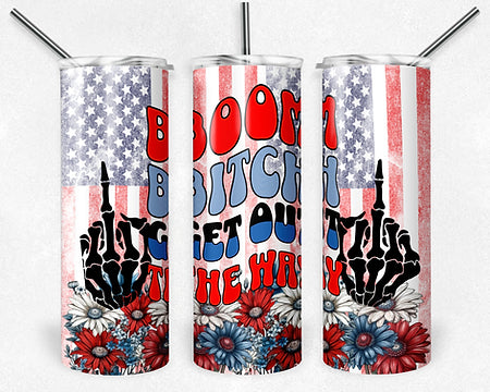 20 oz patriotic tumbler, adult humor, get out the way