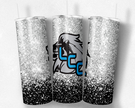 20oz LCC black and silver tumbler