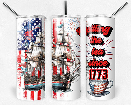 20 oz tumbler, patriotic tumbler, spilling tea, adult humor
