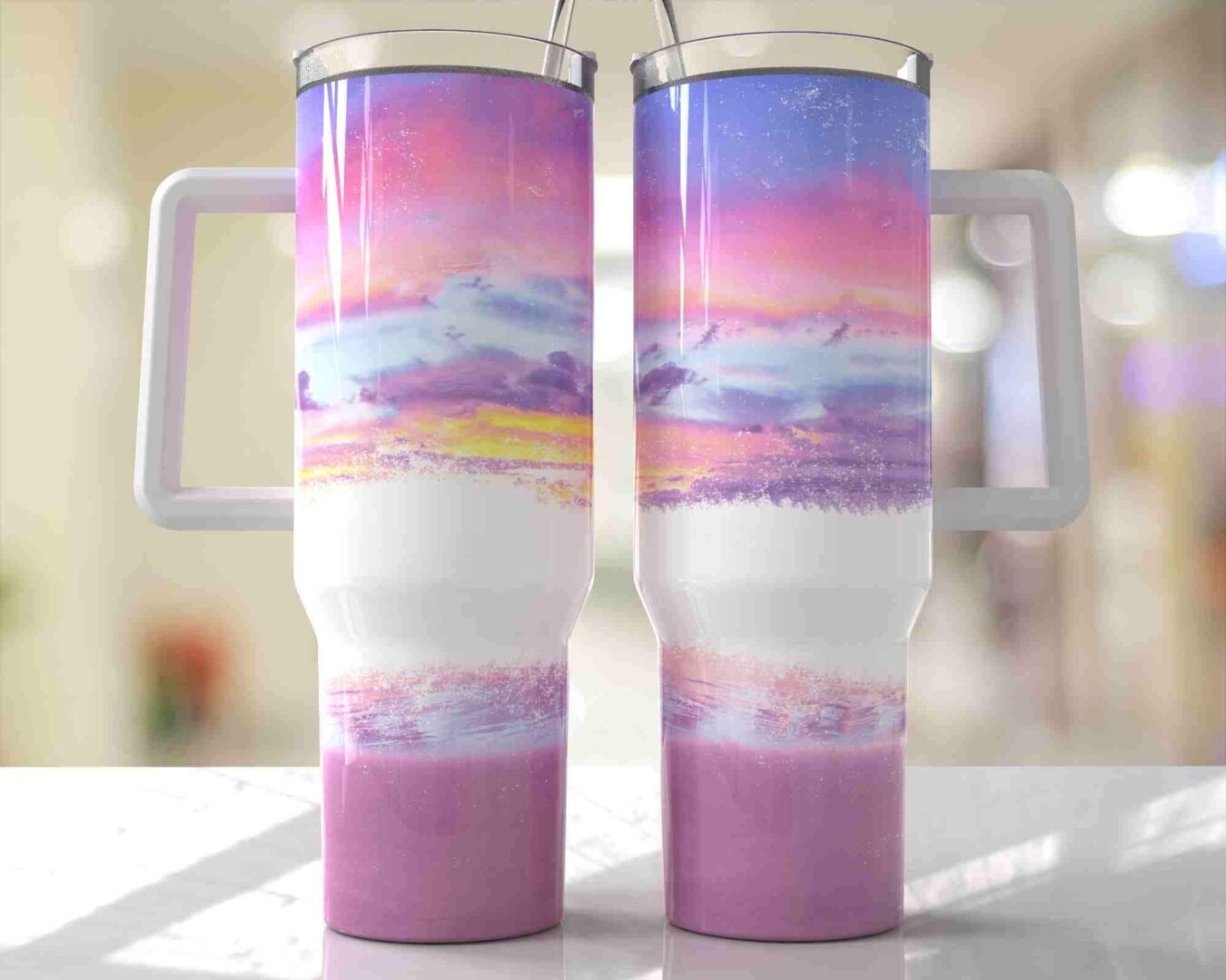 40oz pink beach tumbler