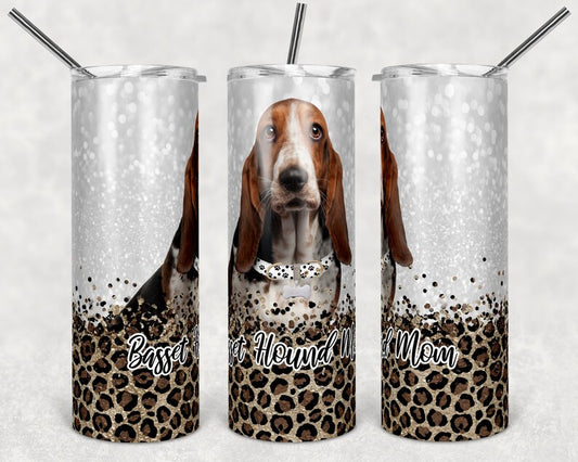 20oz basset hound mom cheetah print tumbler