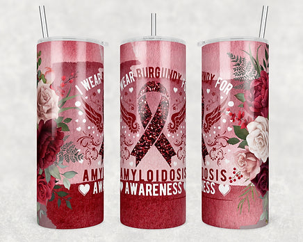 Awareness tumbler I wear Burgandy