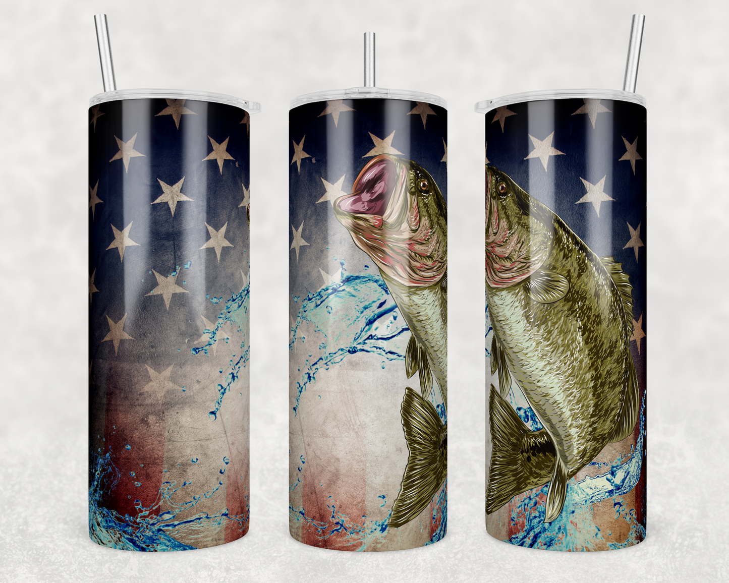 Fishing American flag tumbler