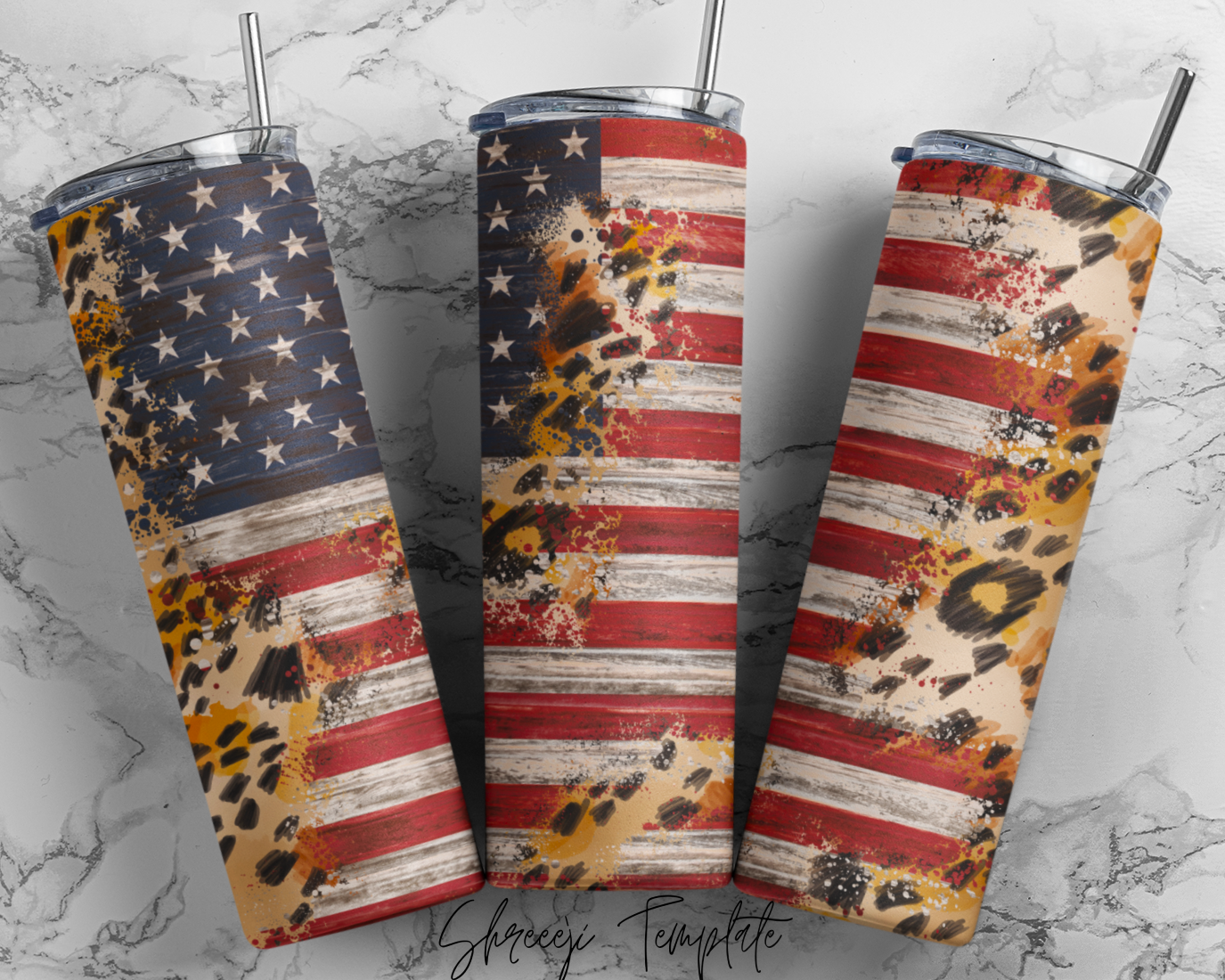 Rustic American Flag Leopard