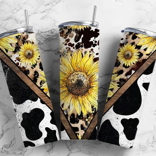Bright Sunflower Cowprint tumbler