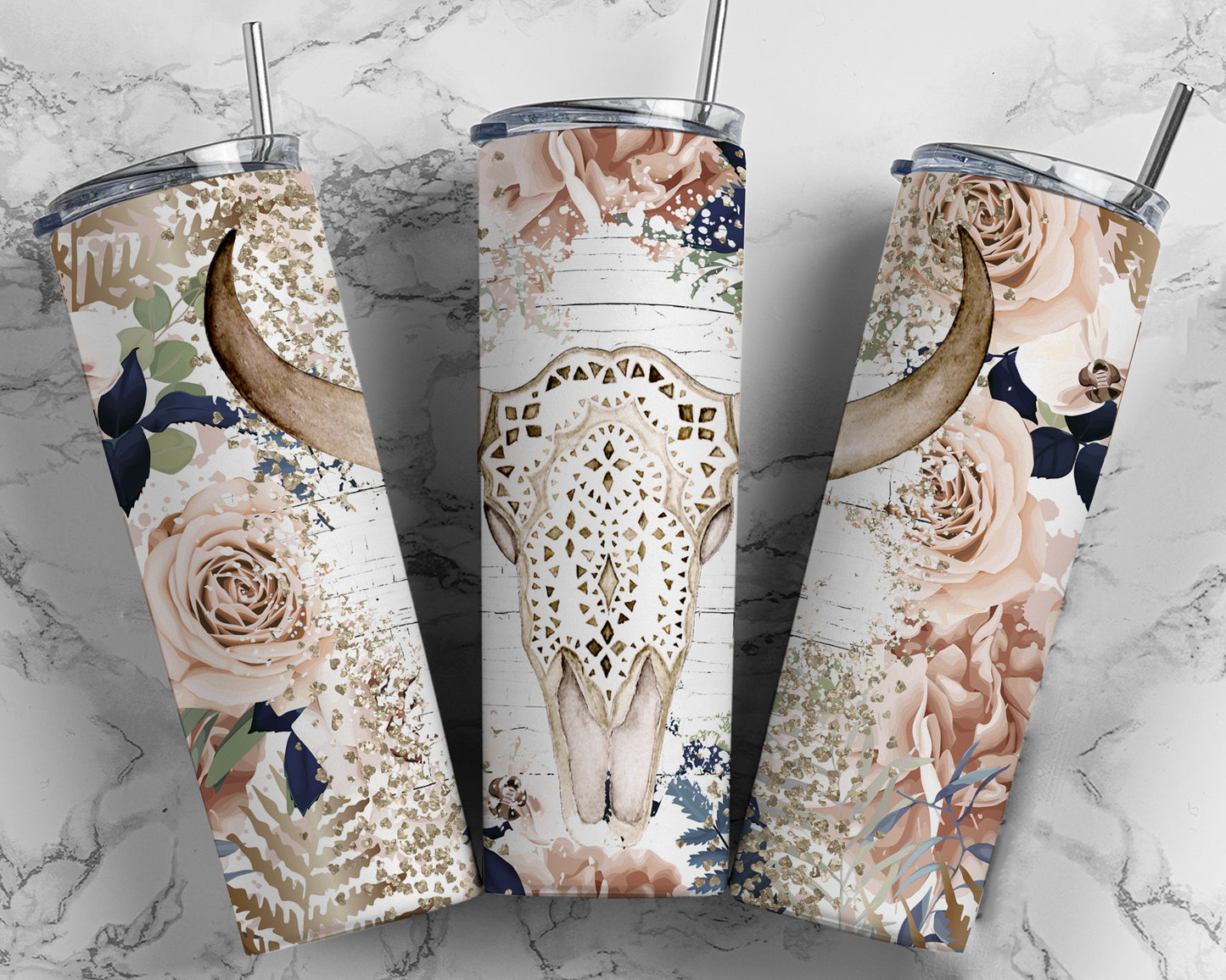 Western Bull Floral tumbler