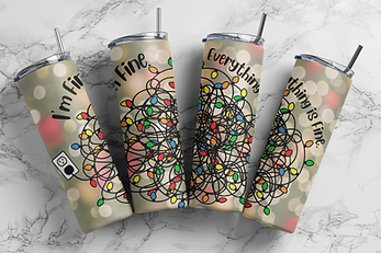 I'm fine everything is fine holiday lights tumbler