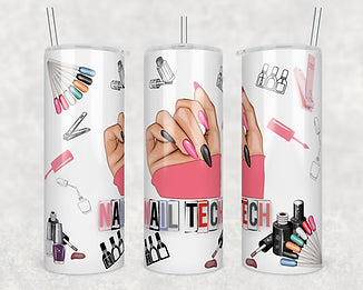 Nail tech white tumbler