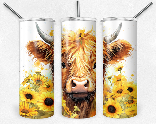 cow and sunflowers 20oz