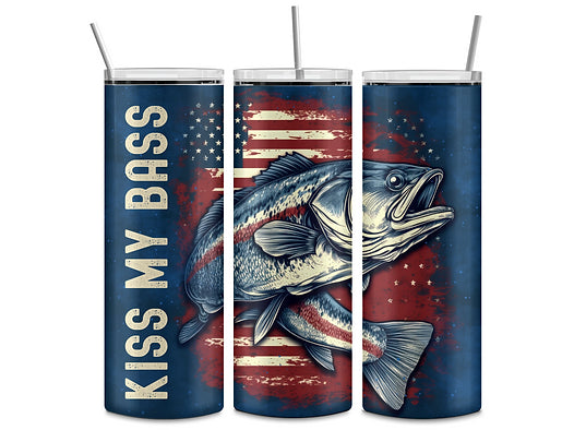 patriotic tumbler, bass, men’s tumbler, America, fishing