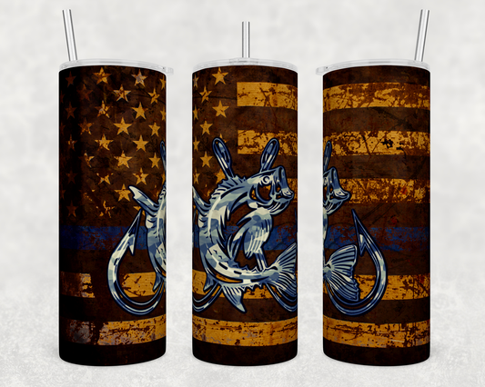 Fishing flag rustic tumbler