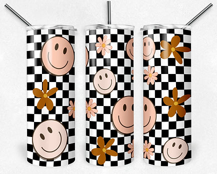 Checkered smile tumbler