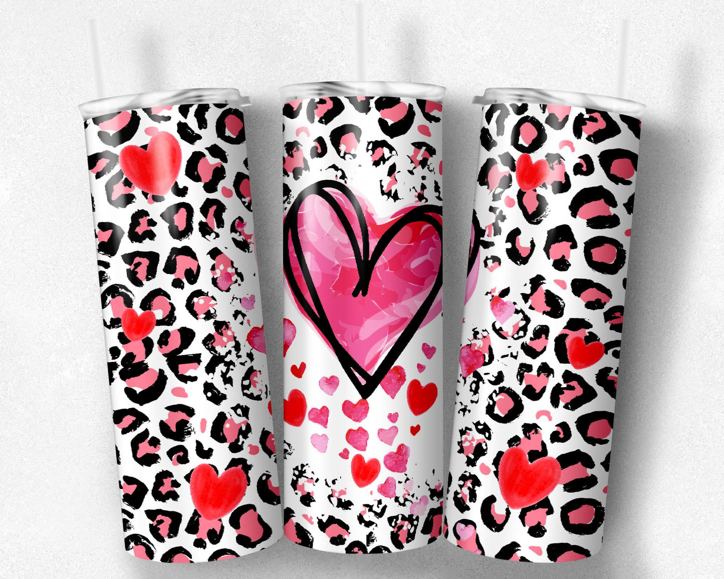 Heart and leopard valentine tumbler