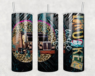 Trucker wife leopard tumbler